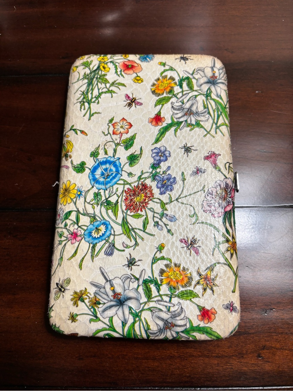Floral Printed Clutch Wallet - Snap Closure